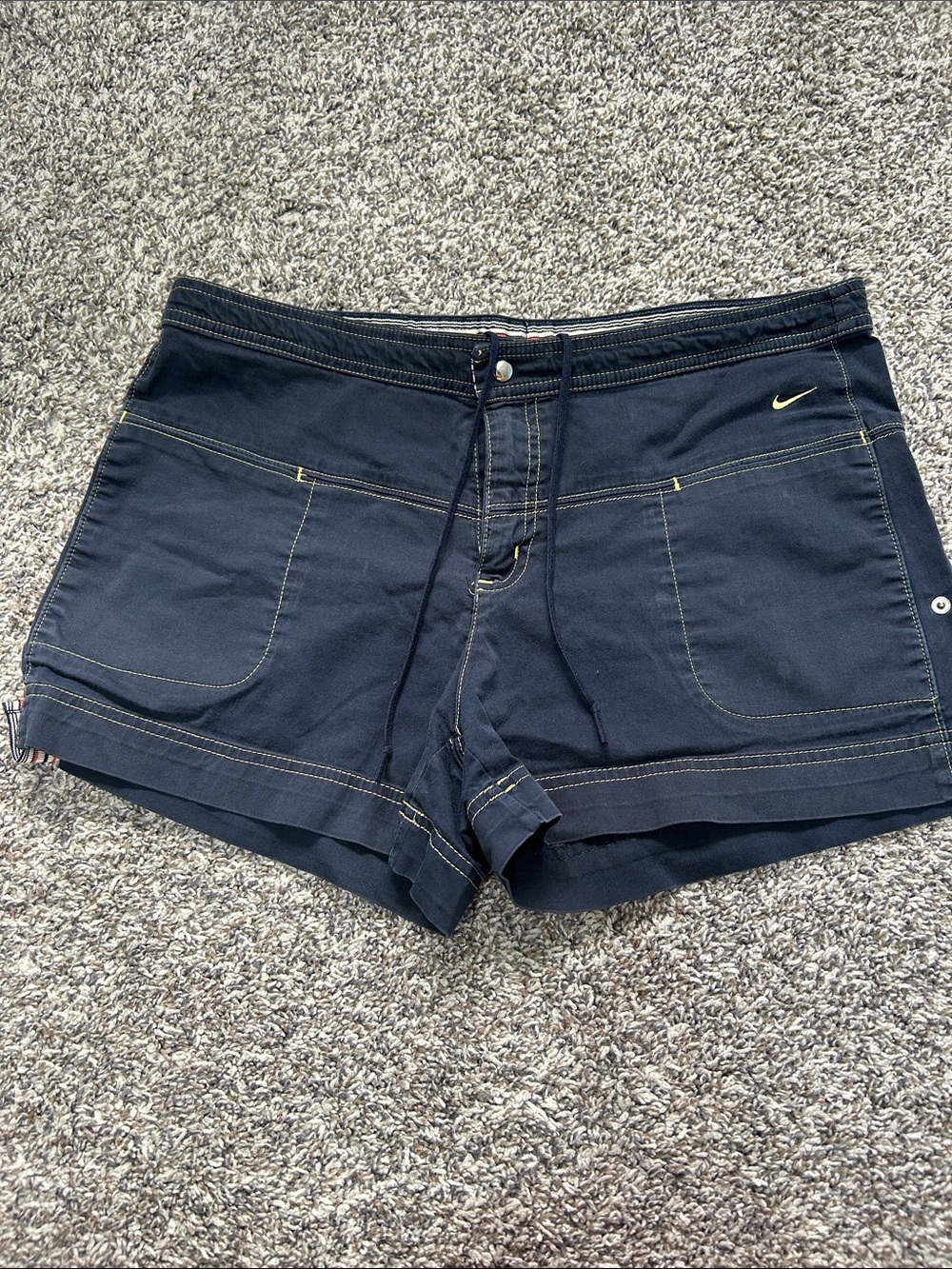 Nike Women's Dark Navy Athletic Shorts with Contrast Stitching